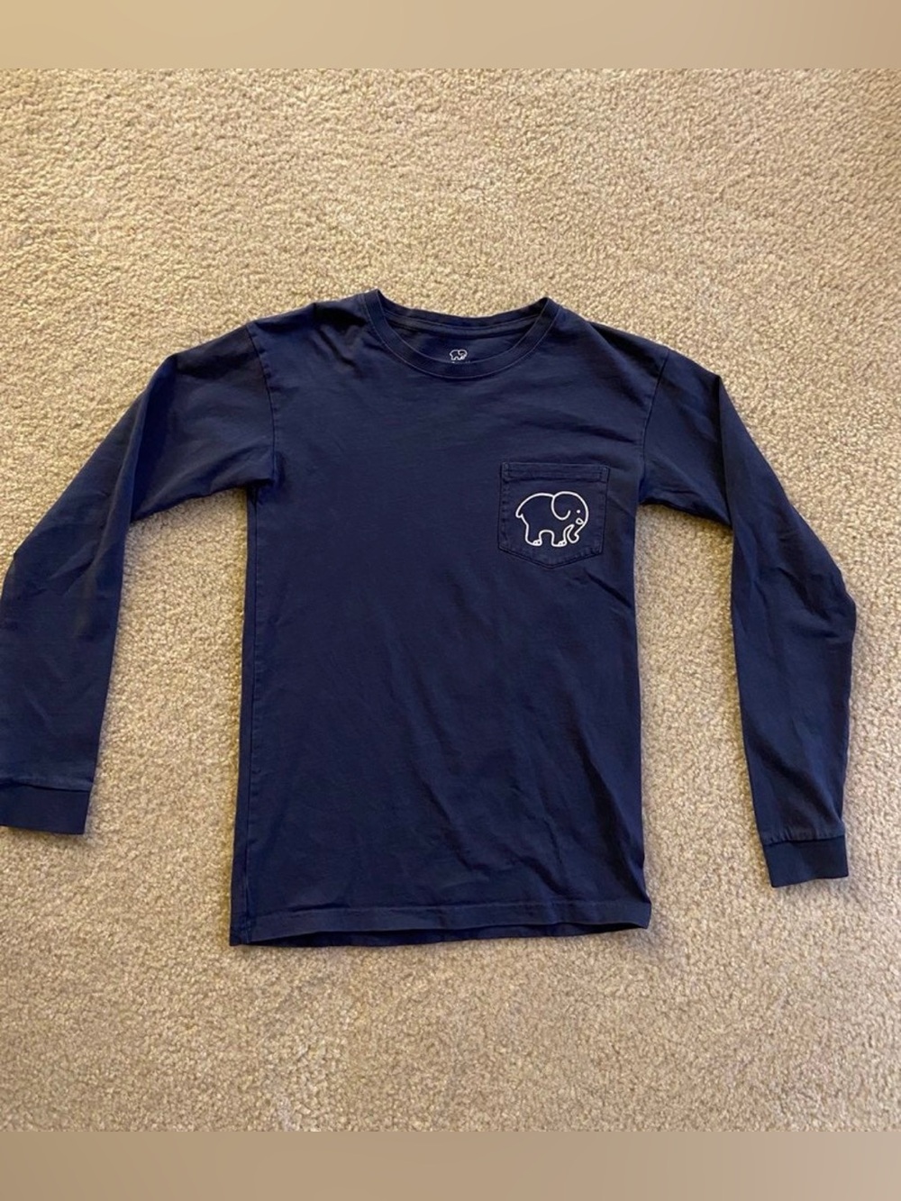 Ivory Ella Navy Elephant Pocket Long Sleeve Shirt XXS